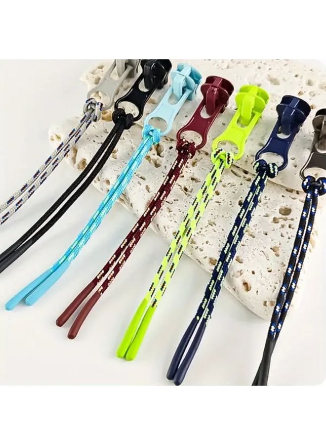 10 Pcs Khaki Rope Red And Blue Dots Pull Strings For Zipper Repair Crafts - Image 1